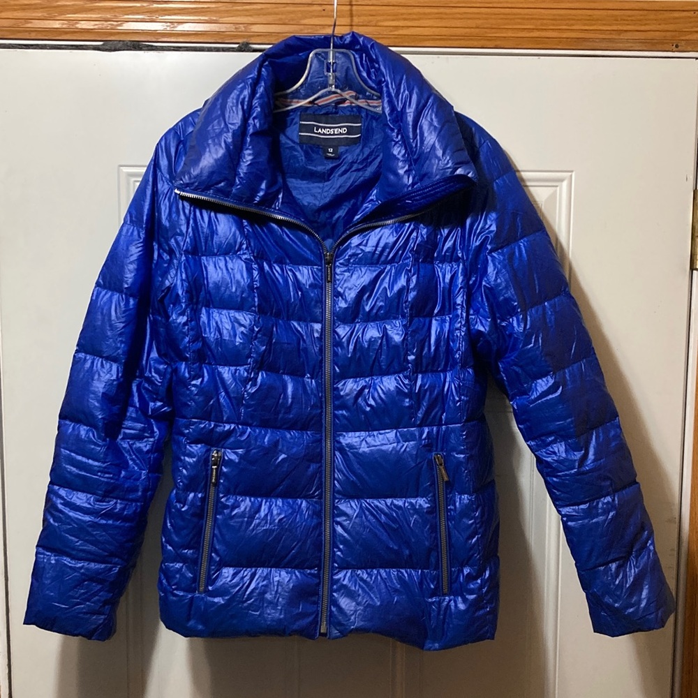 Lands' End Women's Vibrant Blue Puffer Coat 12